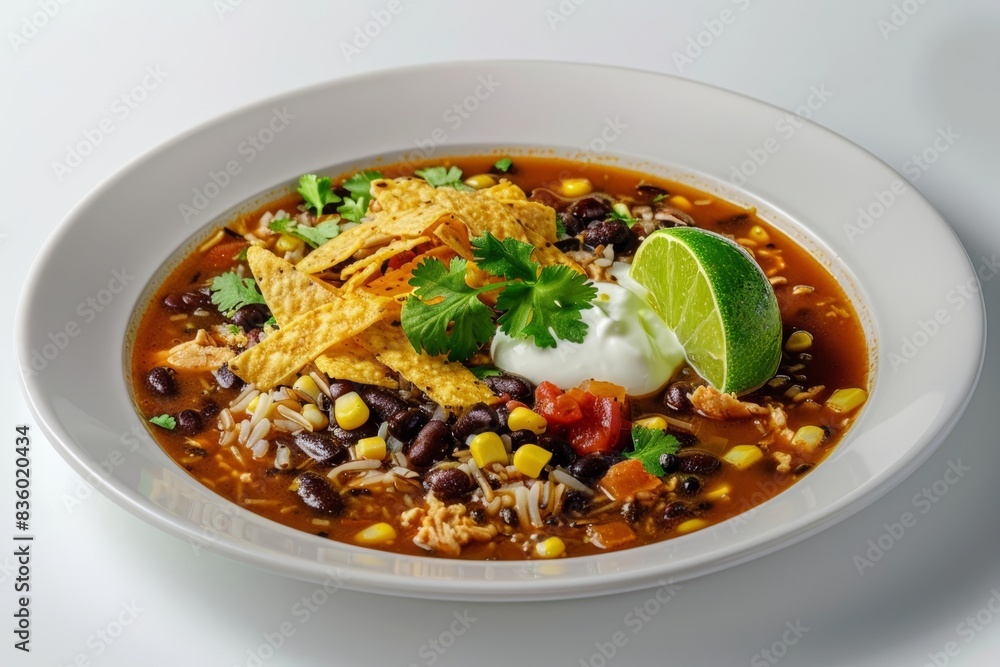 Fragrant Aztec Soup with Fresh Ingredients and a Burst of Freshness Fragrant Aztec Soup with Fresh Ingredients and a Burst of Freshness