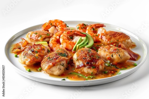 Succulent Aztec Chicken and Shrimp with Fresh Avocado