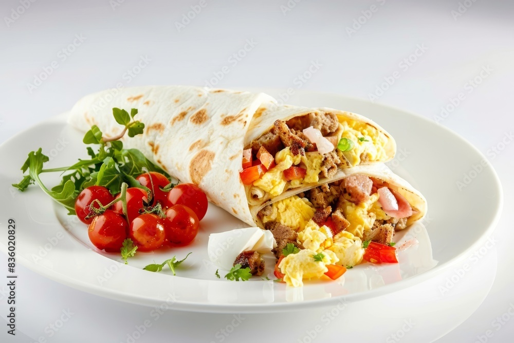 Yummy Breakfast Burrito with a Satisfying Mix of Ingredients