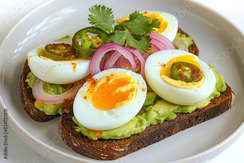 Exotic Awaze Avocado Toast with Soft-Boiled Eggs and Awaze Sauce photo