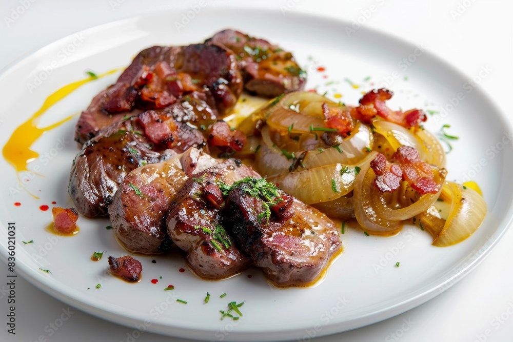 Exquisite Calves Liver with Crispy Bacon and Tangy Mustard Sauce Exquisite Calves Liver with Crispy Bacon and Tangy Mustard Sauce