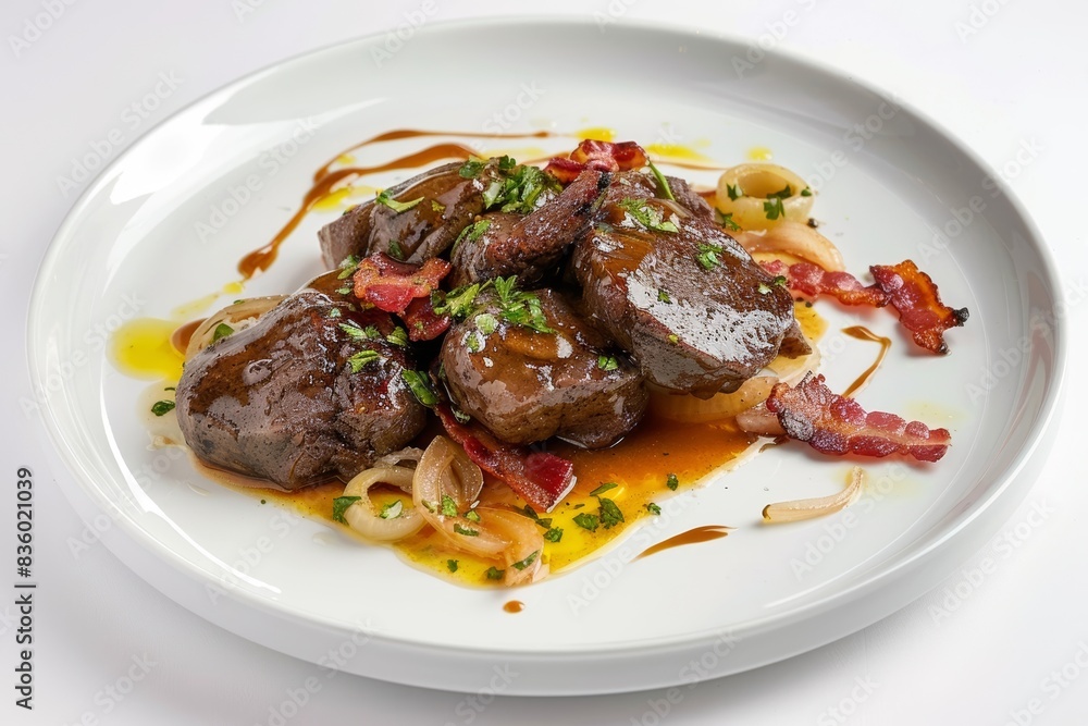 Gourmet Cuisine: Calves Liver with Sautéed Onions and Mustard Sauce Gourmet Cuisine: Calves Liver with Sautéed Onions and Mustard Sauce