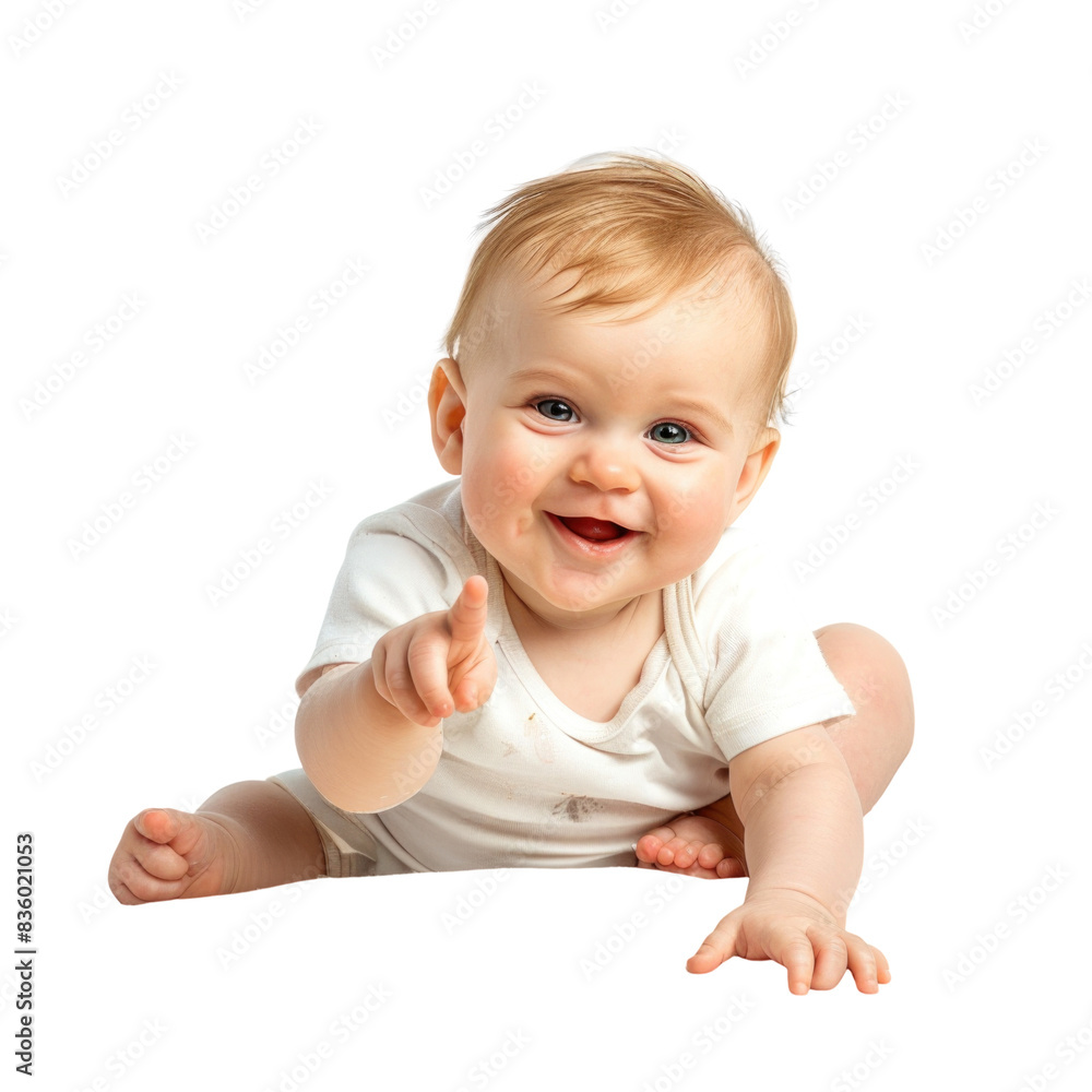 Lovey baby pointing to choose and press transparent background Lovey baby pointing to choose and press transparent background