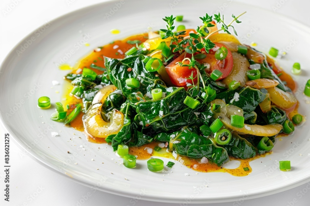 Delectable Caribbean Callaloo Dish with Aromatic Spices and Fresh Produce Delectable Caribbean Callaloo Dish with Aromatic Spices and Fresh Produce