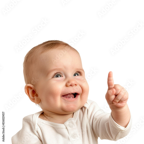 Lovey baby pointing to choose and press transparent background