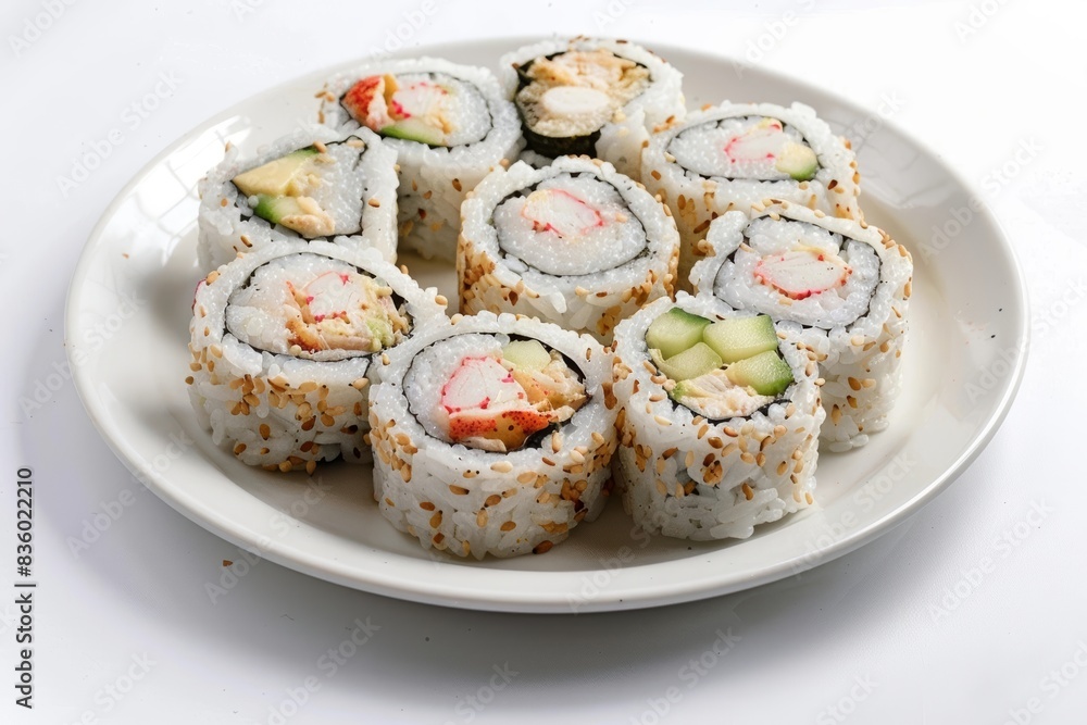 Vibrant California Roll with Avocado and Crabsticks Vibrant California Roll with Avocado and Crabsticks