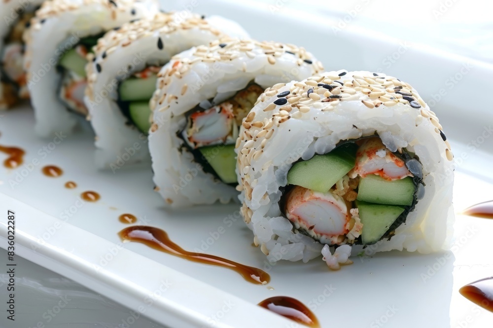 Tempting California Roll Sushi with Wasabi Tempting California Roll Sushi with Wasabi