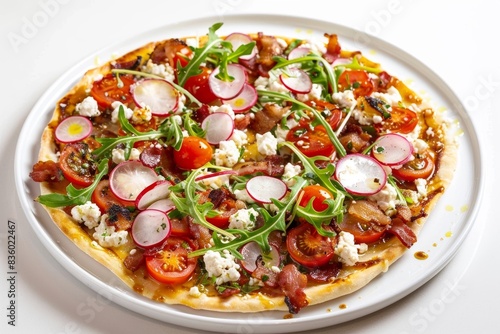 California Flatbread with Bacon, Plum Tomatoes, and Goat Cheese