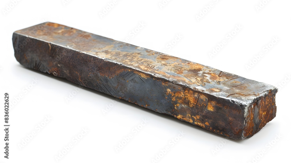 Fototapeta premium Old Rusty Iron Bar on White Background