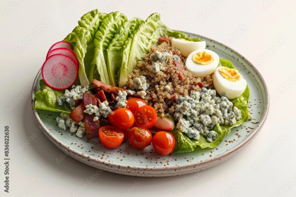 Crisp Romaine Lettuce Cobb Salad with Quinoa and Cherry Tomatoes Crisp Romaine Lettuce Cobb Salad with Quinoa and Cherry Tomatoes