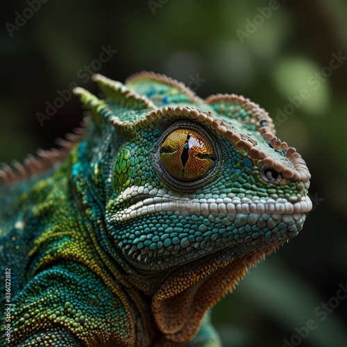 exquisite portrait features a chameleon