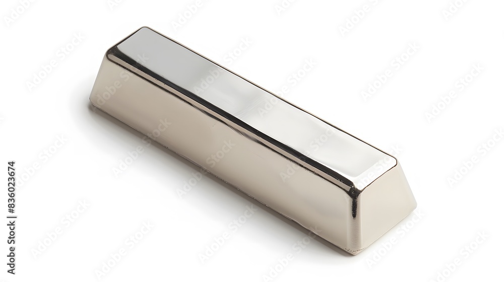 Shiny Platinum Bar on White Background: Precious Metal Treasure Shiny Platinum Bar on White Background: Precious Metal Treasure