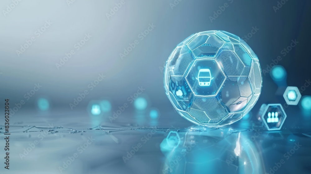 E-learning. Innovative online education technology concept. Webinar, teaching, online training courses. Skill development. Abstract 3D sphere with surface of hexagons with icons E-learning. Innovative online education technology concept. Webinar, teaching, online training courses. Skill development. Abstract 3D sphere with surface of hexagons with icons