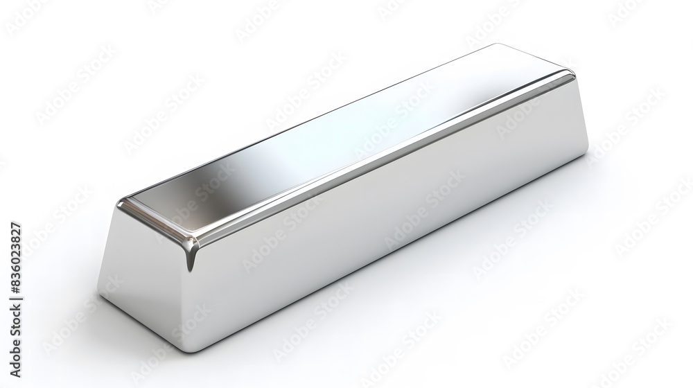 Shiny Titanium Bar: Strong, Durable Metal on White Background Shiny Titanium Bar: Strong, Durable Metal on White Background