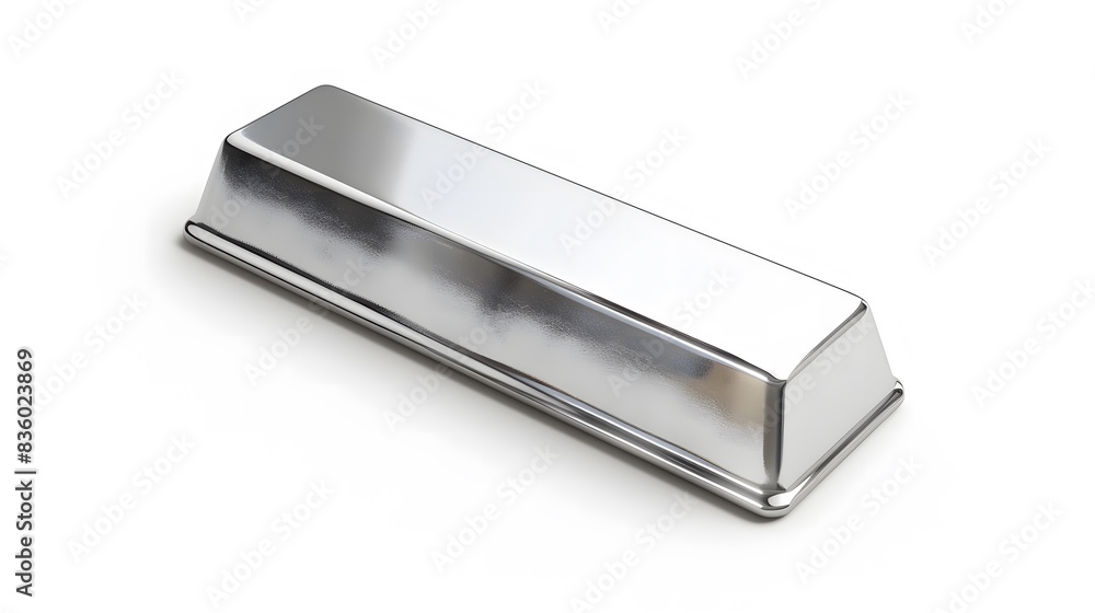 Shiny Titanium Bar: Strong, Durable Metal on White Background Shiny Titanium Bar: Strong, Durable Metal on White Background