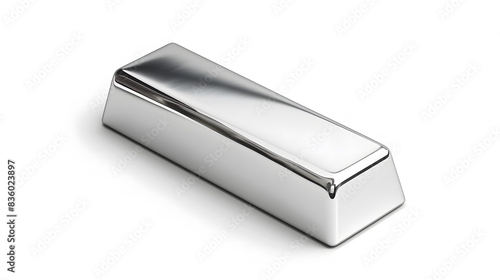 Shiny Titanium Bar: Strong, Durable Metal on White Background Shiny Titanium Bar: Strong, Durable Metal on White Background