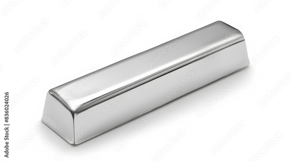Shiny Titanium Bar: Strong, Durable Metal on White Background Shiny Titanium Bar: Strong, Durable Metal on White Background