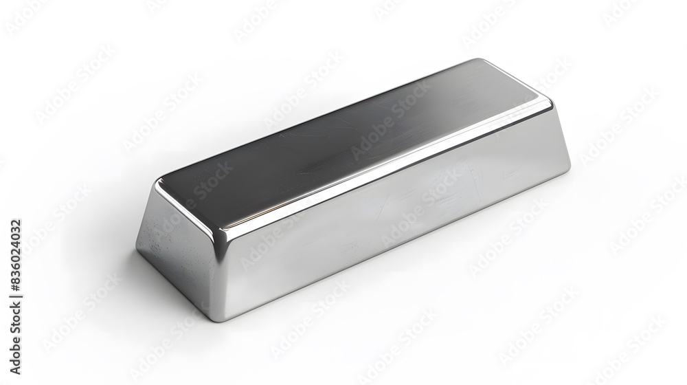 Shiny Titanium Bar: Strong, Durable Metal on White Background Shiny Titanium Bar: Strong, Durable Metal on White Background
