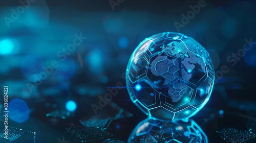 Wallpaper Mural E-learning. Innovative online education technology concept. Webinar, teaching, online training courses. Skill development. Abstract 3D sphere with surface of hexagons with icons Torontodigital.ca