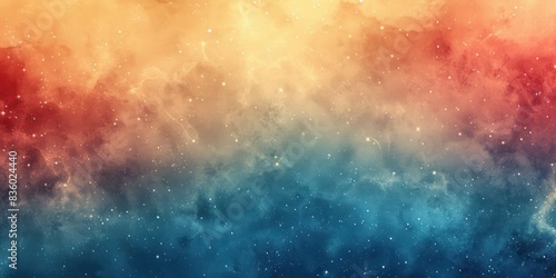 Abstract gradient background in shades of orange, red, and blue, featuring star-like particles. Perfect for creative projects and digital art.