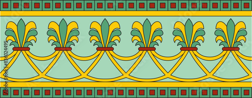 Vector endless colored national persian ornament. Seamless frame, border ethnic pattern of Iranian civilization