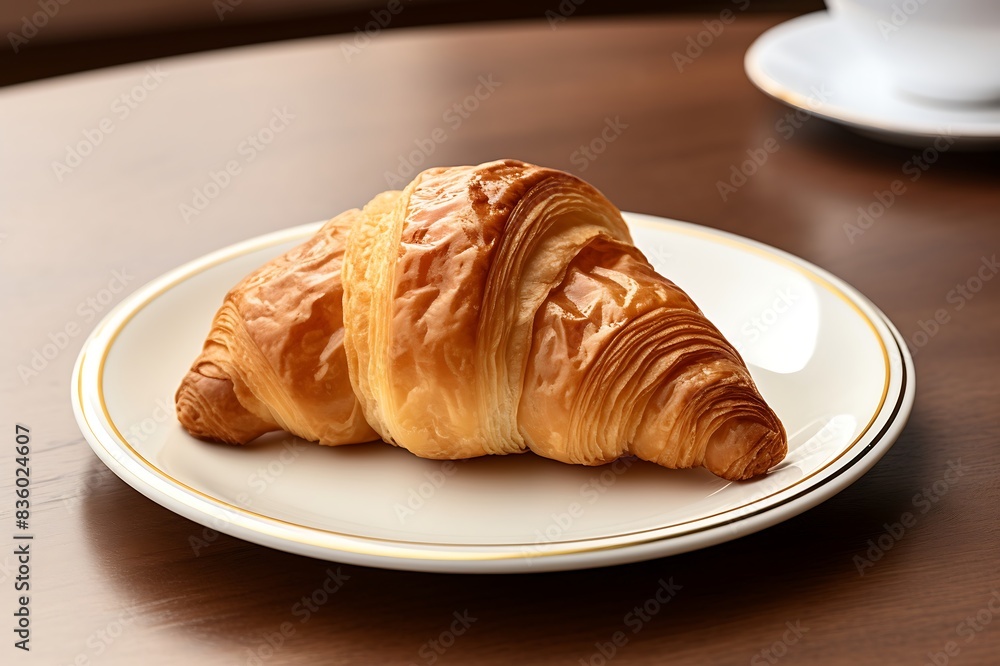 Croissant on a plate. Fresh croissant. Croissant on a plate. Fresh croissant.