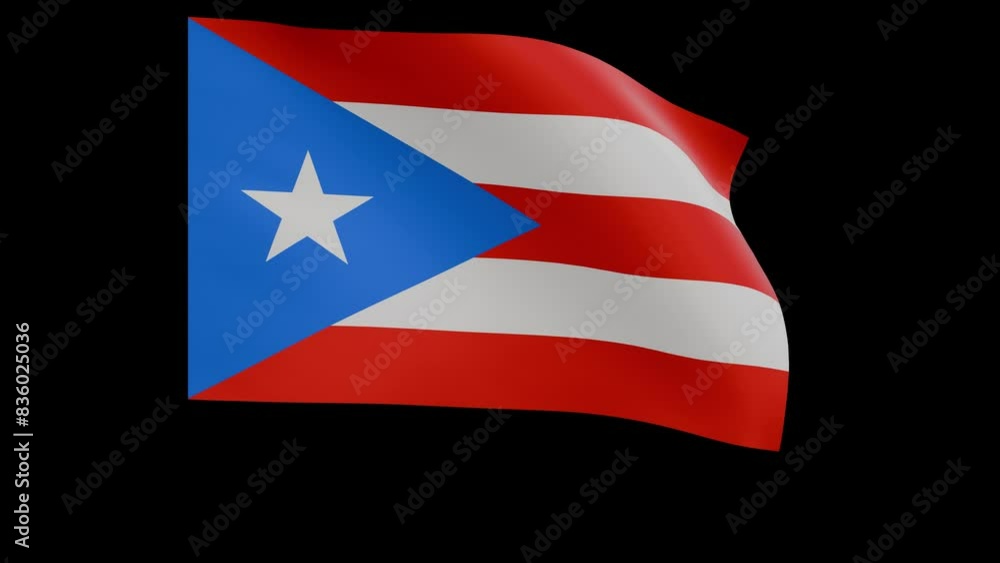 Puerto Rico flag 4k 3d render of a waving nation banner fluttering in ...