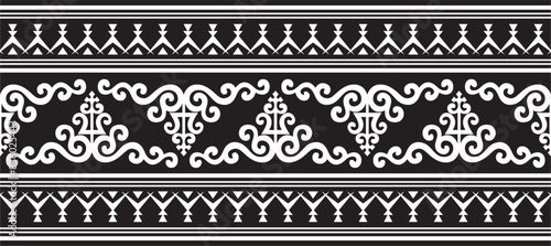 Vector monochrome black seamless Yakut ornament. Endless border, frame of the northern peoples of the Far East.