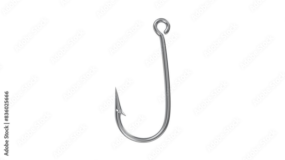 Shiny silver fish hook on white background Shiny silver fish hook on white background