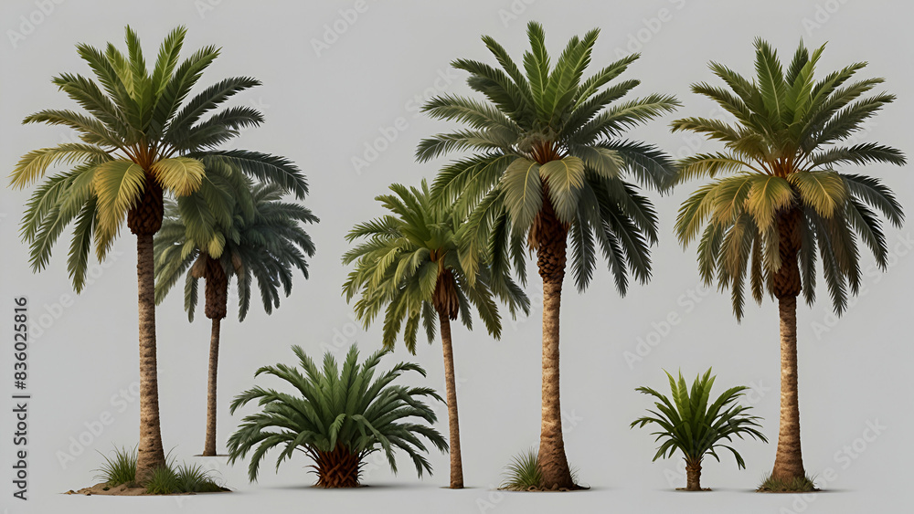 Fototapeta premium A set of sago palms, ancient and sturdy, isolated against a transparent background, adding tropical elegance to any design.