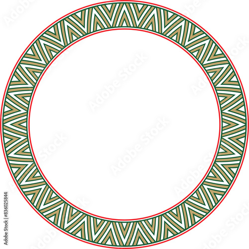 Vector colored round Yakut ornament. Endless circle, border, frame of the northern peoples of the Far East.