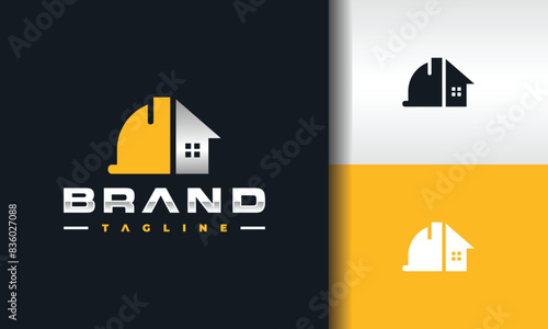 house and construction helmet logo