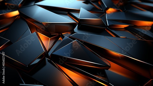 Abstract 3D rendering of plastic and metal surfaces intersecting at sharp angles, creating a visually striking backdrop with a futuristic edge. Painting Illustration style, Minimal and Simple,