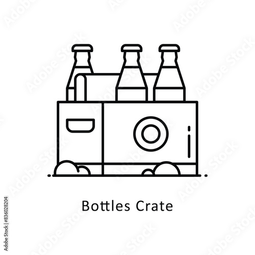 Bottles Crate Vector Filled  outline Design illustration. Symbol on White background EPS 10 File
