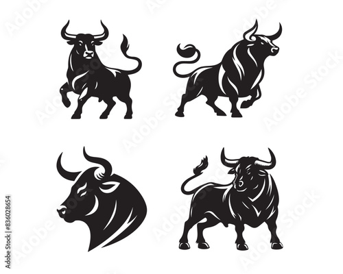 bull silhouette vector icon graphic logo ai generated design