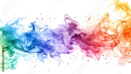Colorful Smoke Splash Design on Rainbow Background with White Space for Text and Decoration