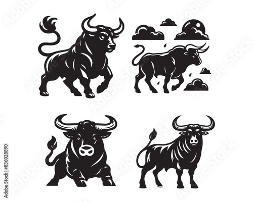 bull silhouette vector icon graphic logo ai generated design
