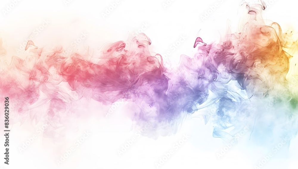 Fototapeta premium Colorful Smoke Splash Design on Rainbow Background with White Space for Text and Decoration
