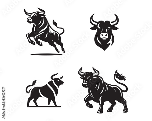 bull silhouette vector icon graphic logo ai generated design