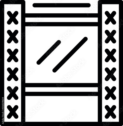Simplistic linear icon of a window with cross pattern shutters, isolated on white