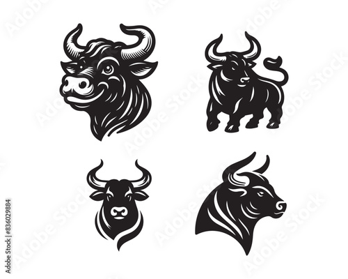 bull silhouette vector icon graphic logo ai generated design