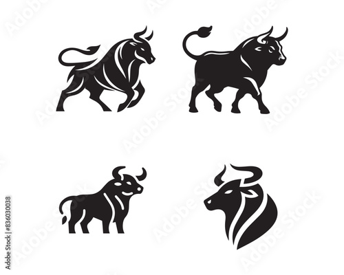 bull silhouette vector icon graphic logo ai generated design