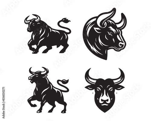 bull silhouette vector icon graphic logo ai generated design
