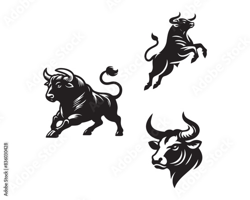 bull silhouette vector icon graphic logo ai generated design