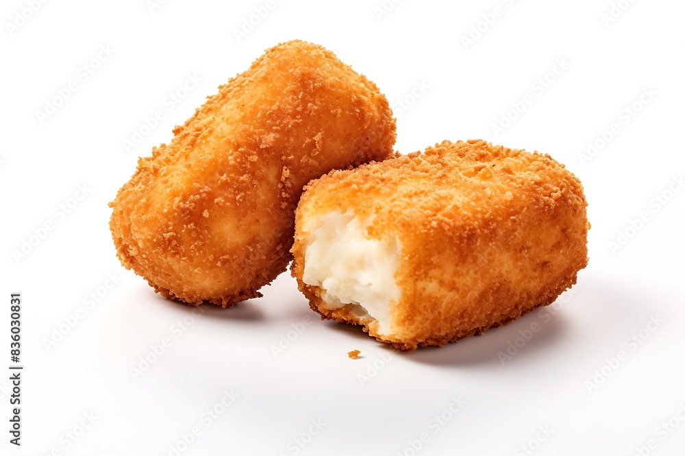 Close up of a Croquette on white background. With clipping path. Close up of a Croquette on white background. With clipping path.