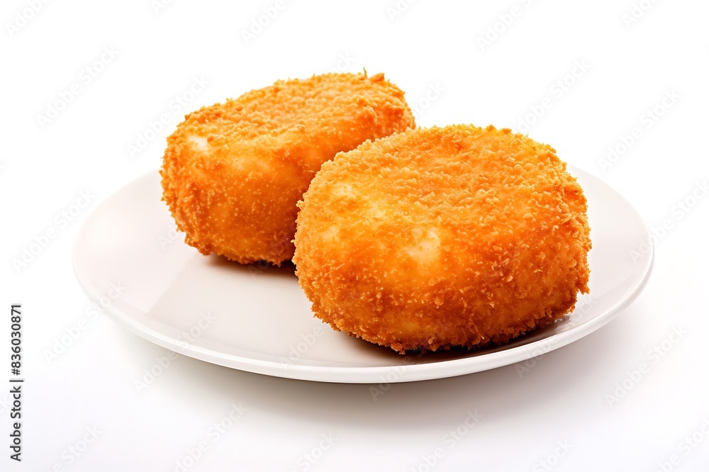 Close up of a Croquette on white background. With clipping path. Close up of a Croquette on white background. With clipping path.