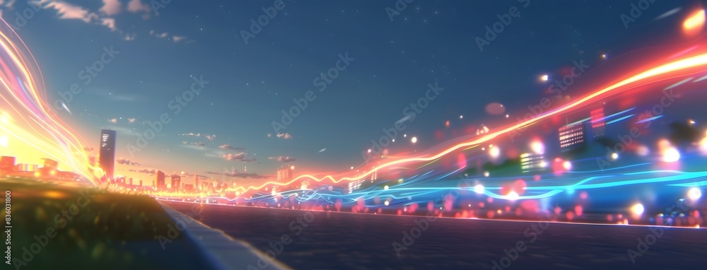 Digital Data Flows in Motion Futuristic Technology Concept Digital Data Flows in Motion Futuristic Technology Concept