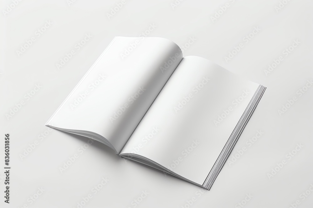 An empty brochure mockup, isolated on a plain white background with soft shadows An empty brochure mockup, isolated on a plain white background with soft shadows