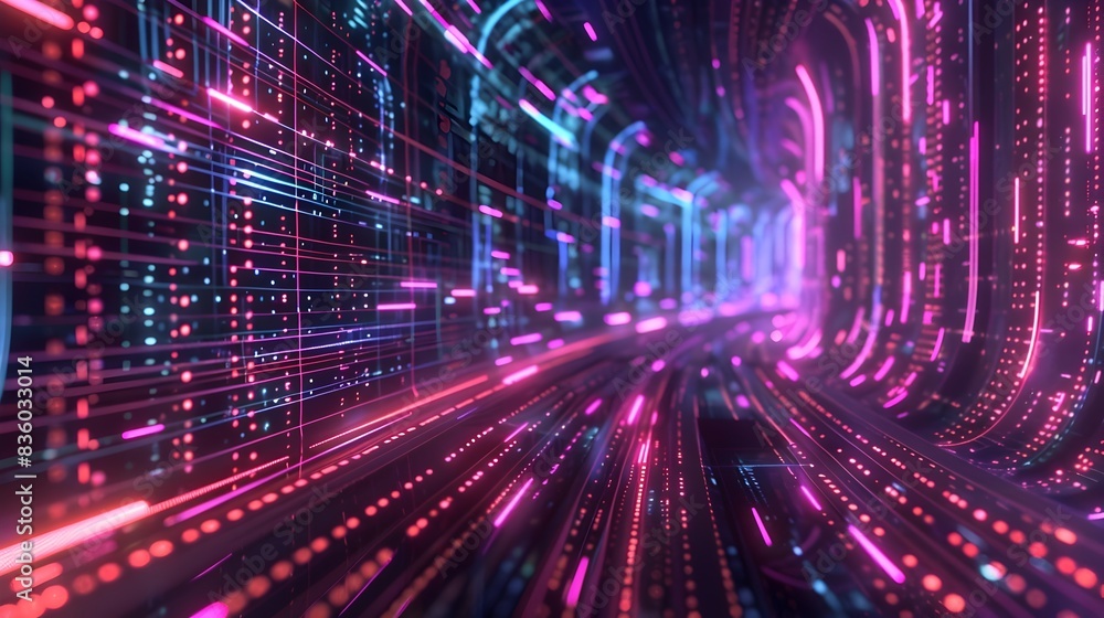 Futuristic Digital Visualization of Glowing Neon Lights and Flowing Data in Dynamic Motion Futuristic Digital Visualization of Glowing Neon Lights and Flowing Data in Dynamic Motion