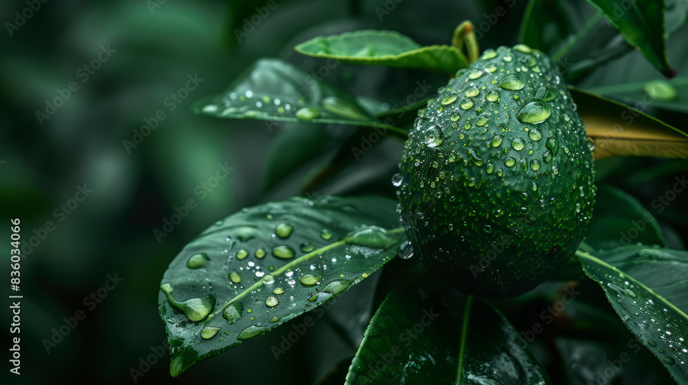 green avocado that looks fresh on the tree green avocado that looks fresh on the tree